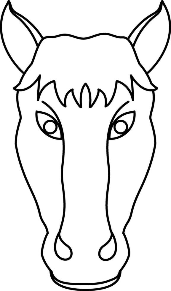 häst huvud ikon för kinesisk zodiaken i stroke stil. vektor