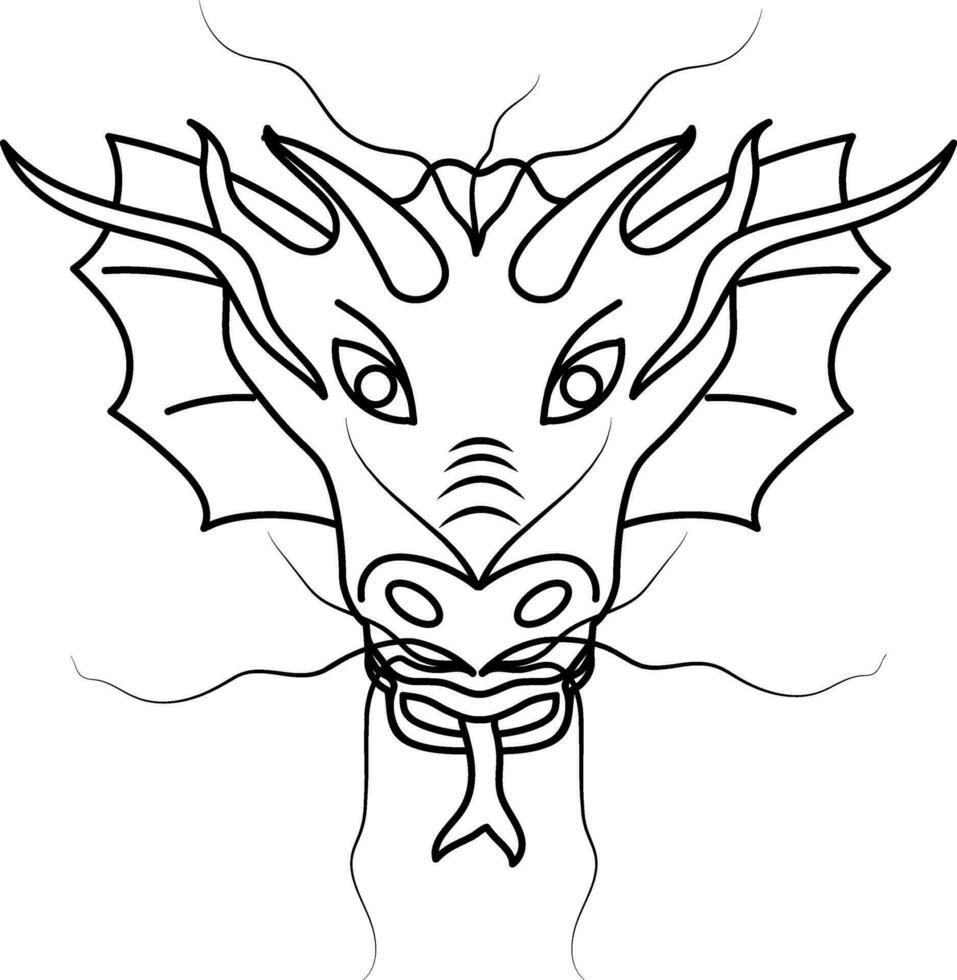 Schlaganfall Stil von Tier von Chinesisch Tierkreis Symbol im Drachen Gesicht. vektor