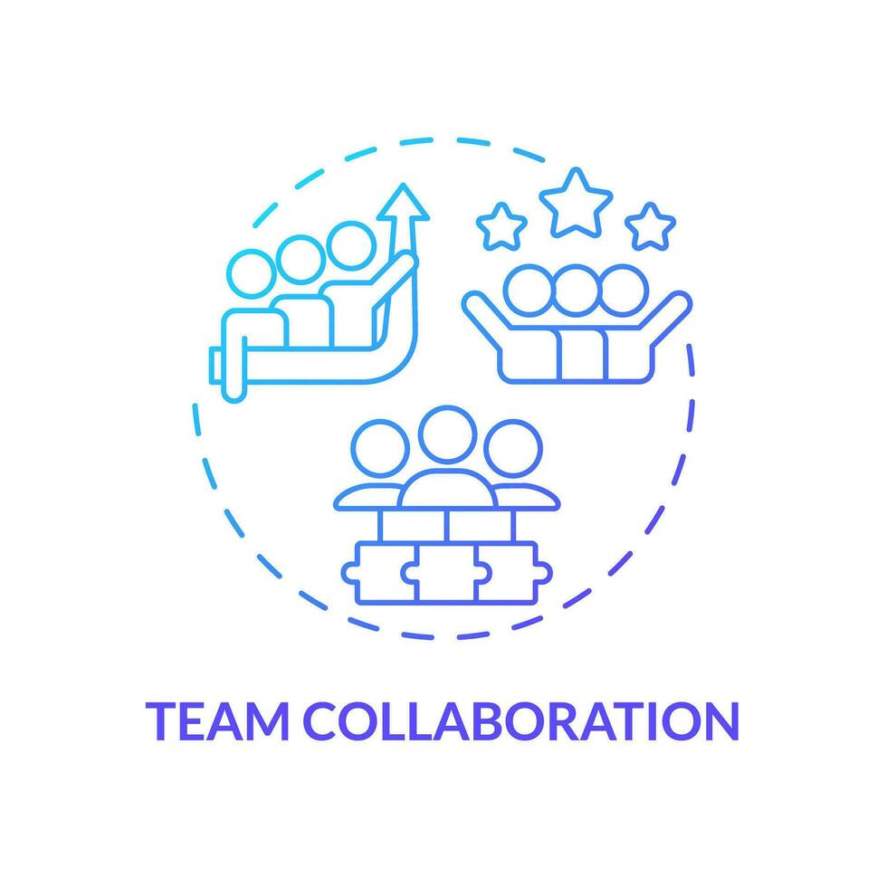 team samarbete blå lutning begrepp ikon. förbättra kommunikation. anställd samspel. arbetssätt tillsammans. team anda abstrakt aning tunn linje illustration. isolerat översikt teckning vektor