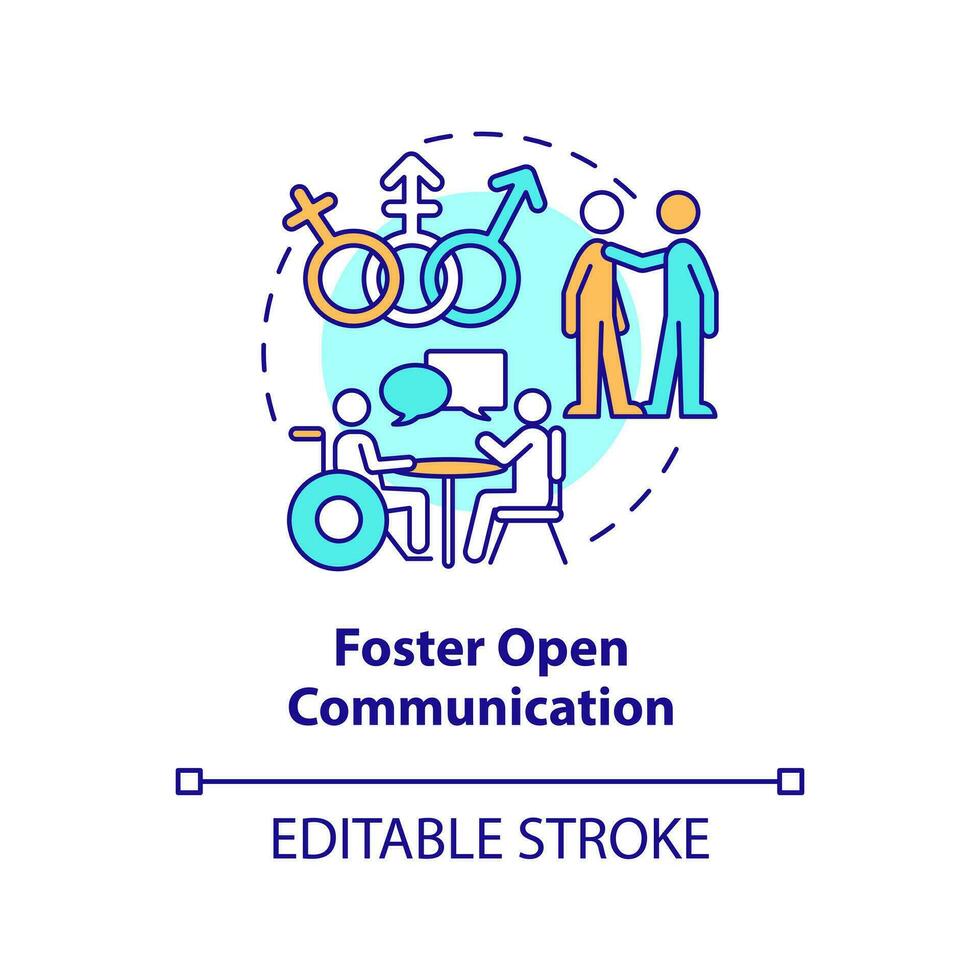 främja öppen kommunikation begrepp ikon. framställning dei ansträngningar effektiv öva abstrakt aning tunn linje illustration. isolerat översikt teckning. redigerbar stroke vektor