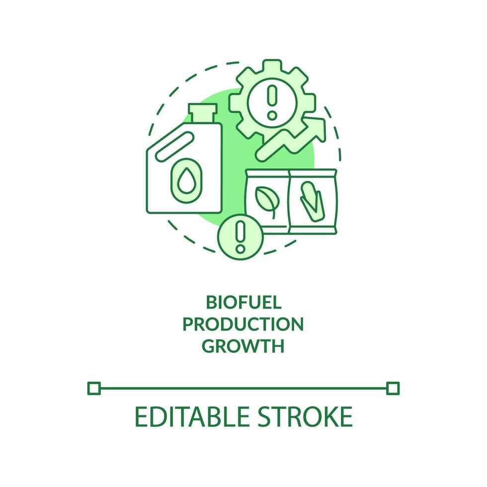 biodiesel produktion tillväxt grön begrepp ikon. vegetabiliska oljor efterfrågan. bruka Produkter abstrakt aning tunn linje illustration. isolerat översikt teckning. redigerbar stroke vektor