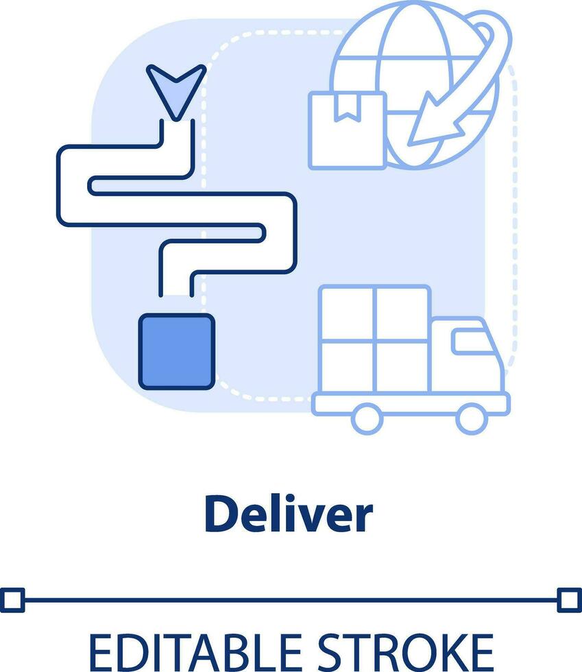 leverera ljus blå begrepp ikon. transport. komponent av tillförsel kedja förvaltning abstrakt aning tunn linje illustration. isolerat översikt teckning. redigerbar stroke vektor