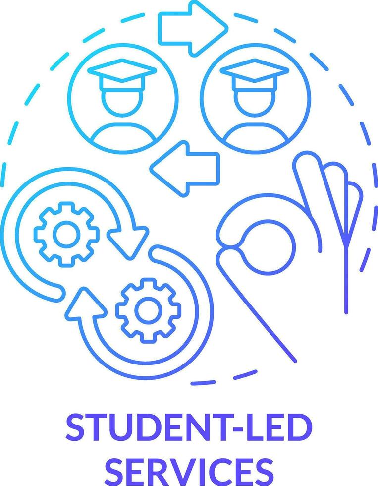 studentisch geführt Dienstleistungen Blau Gradient Konzept Symbol. wo zu erhalten Hilfe abstrakt Idee dünn Linie Illustration. fördern persönlich Entwicklung. isoliert Gliederung Zeichnung vektor