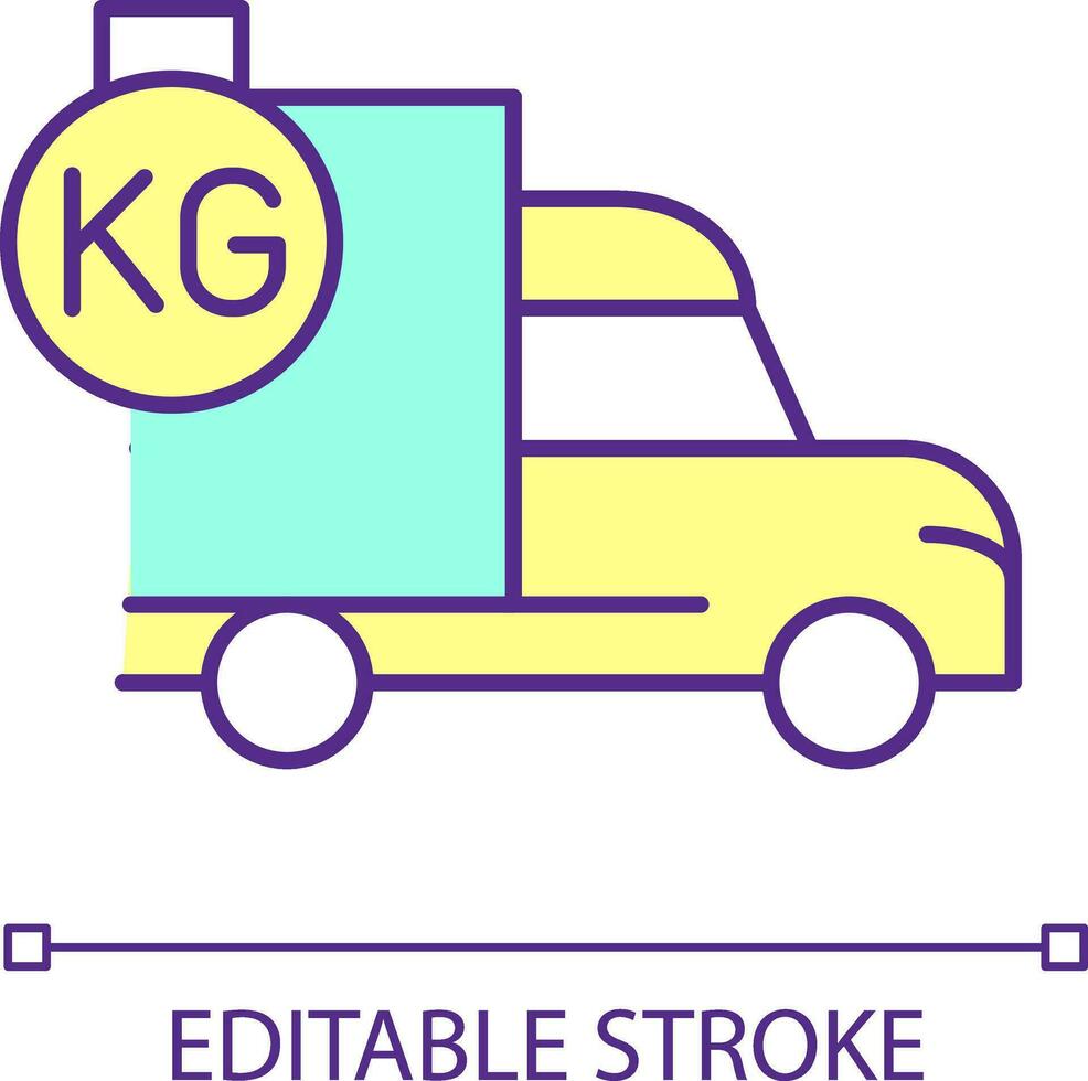 tung vikt lastbil rgb Färg ikon. kommersiell körning. sändning och kurir service. transport. isolerat vektor illustration. enkel fylld linje teckning. redigerbar stroke