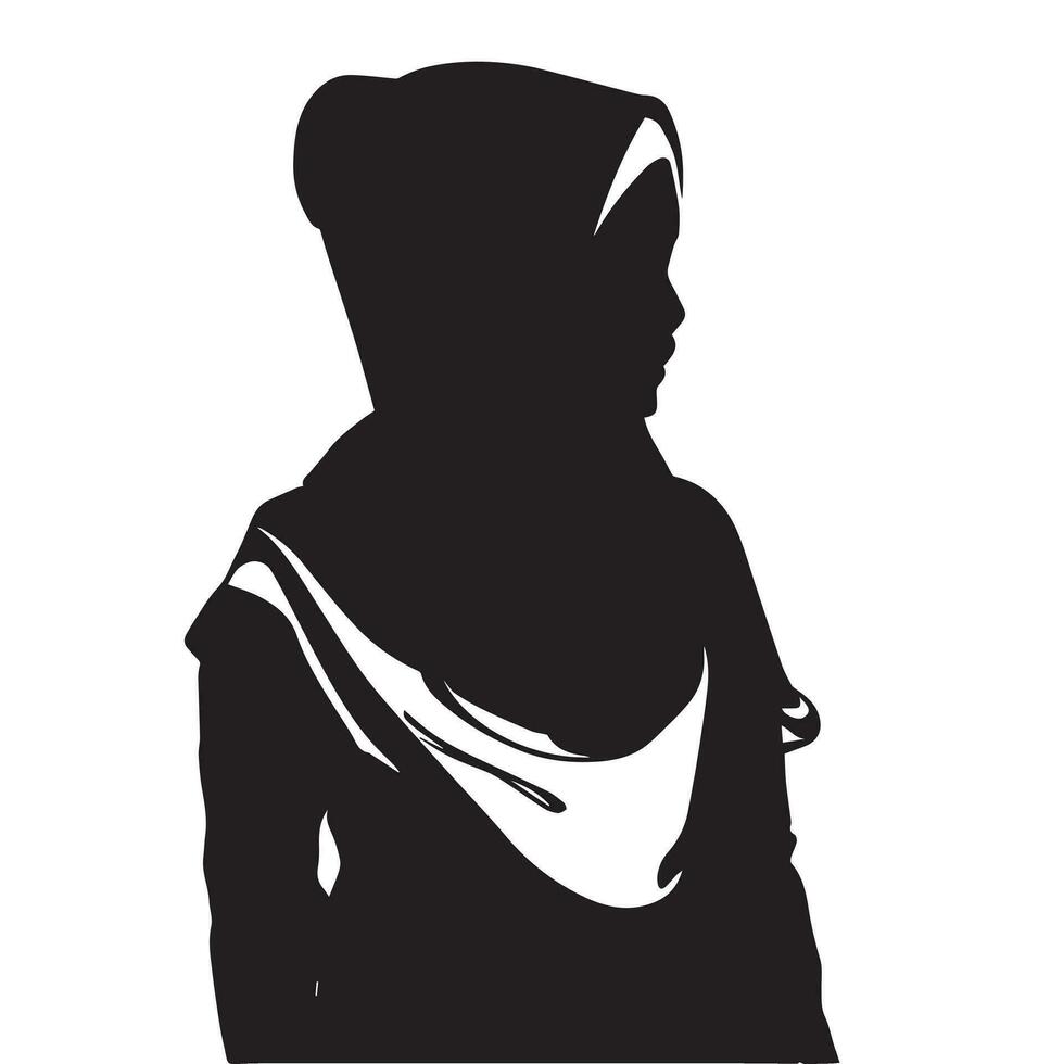 en muslim hijab kvinnor vektor silhuett, en muslim flicka bär en hijab vektor illustration.