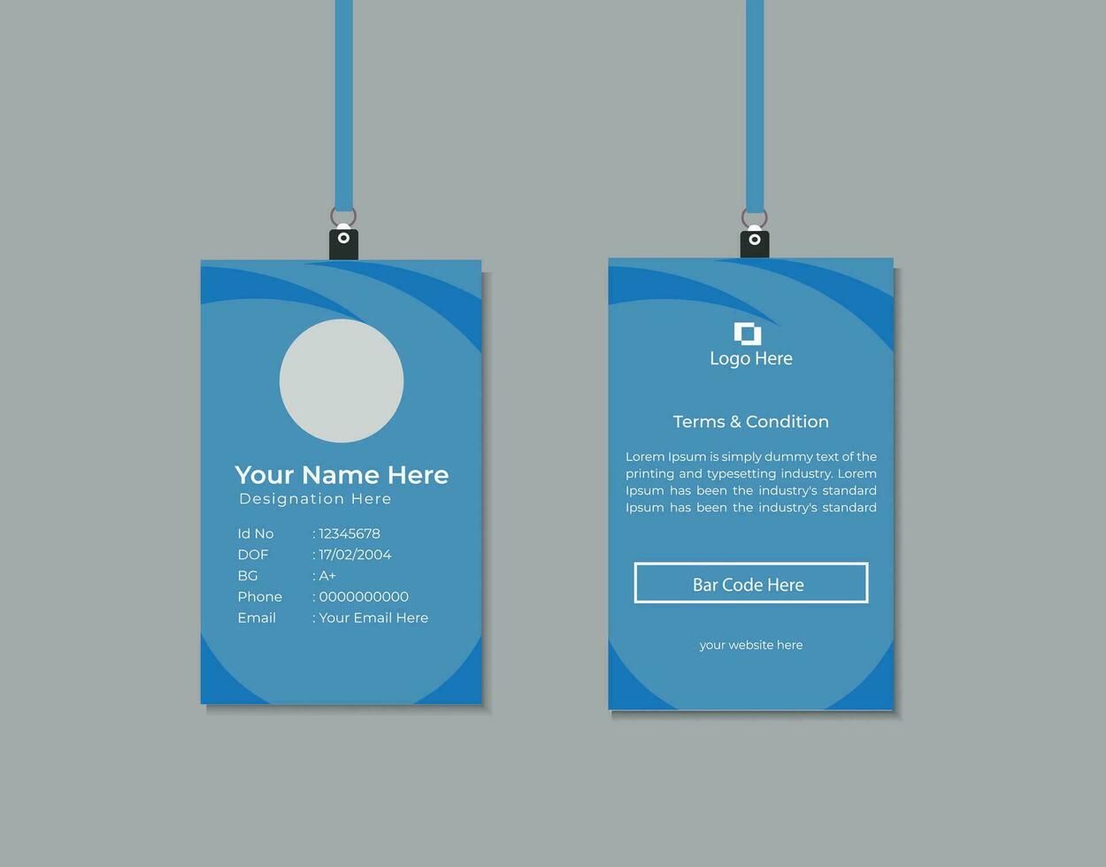 professionell företags id-kortmall, ren id-kortdesign med realistisk mockup vektor