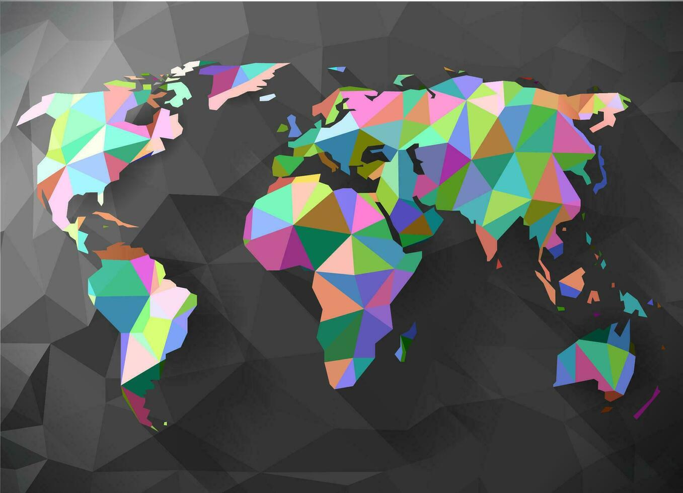 polygonal Welt Karte Vektor. Welt Globus Karte gemacht durch bunt niedrig poly Dreiecke. abstrakt geometrisch bunt Erde Karte Konzept. vektor