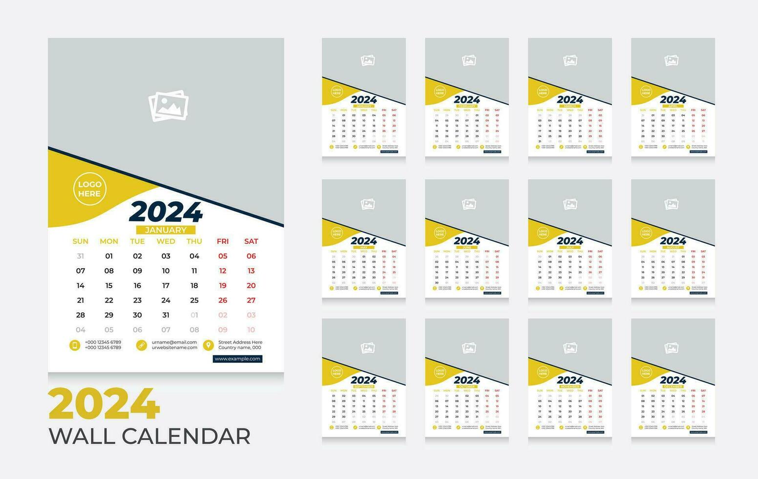 Vektor 2024 Kalender Design Vorlage