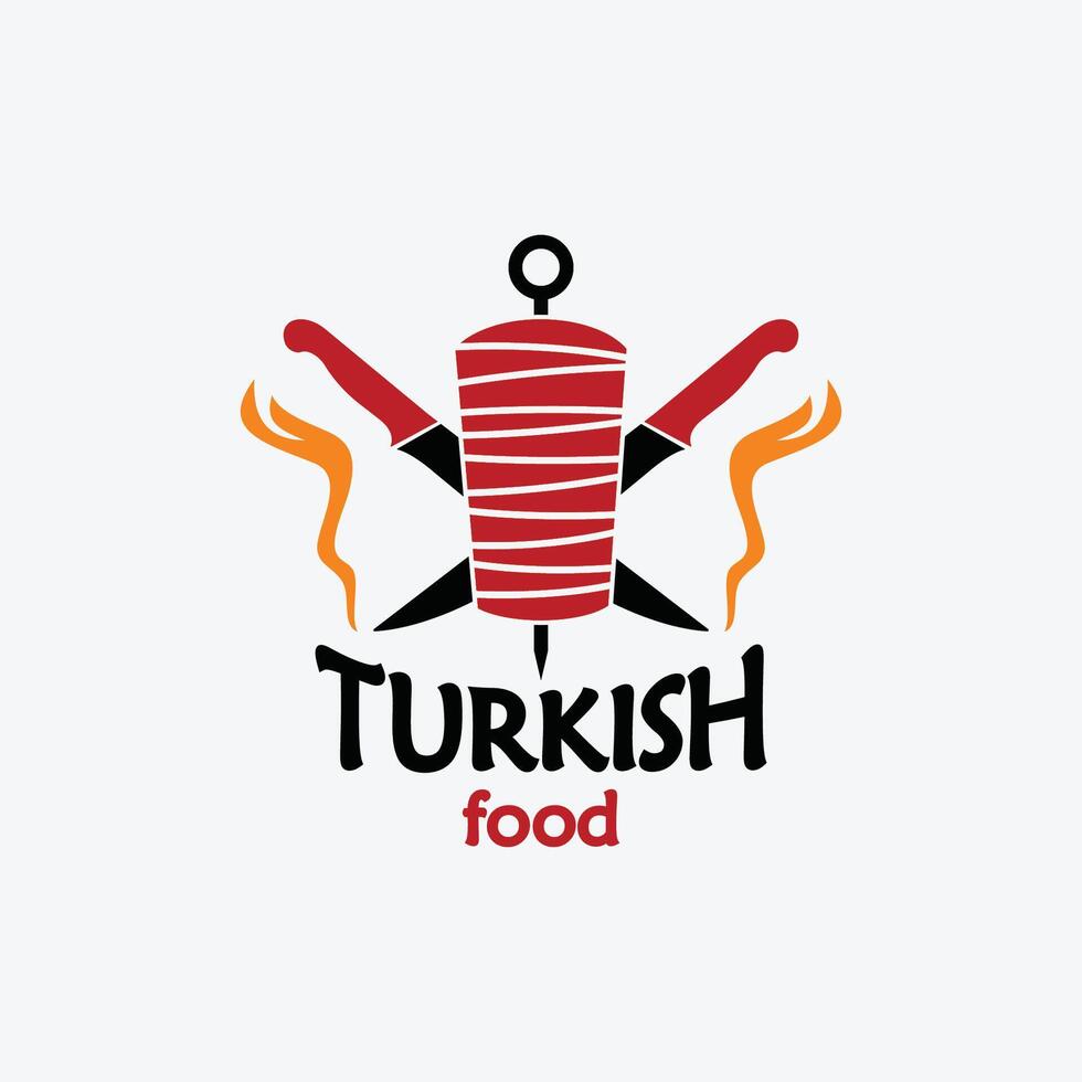 turkiska mat, utegrill, biff hus logotyp och vektorer