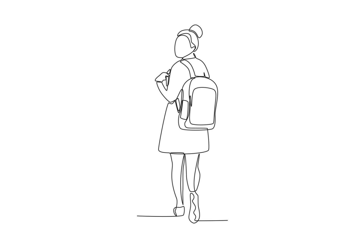 tillbaka se av en kvinna studerande bär en väska vektor