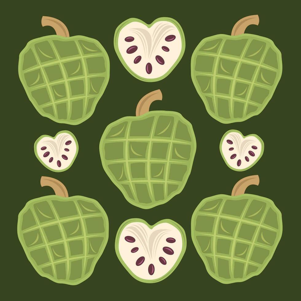 Cherimoya Vektor Illustration zum Grafik Design und dekorativ Element