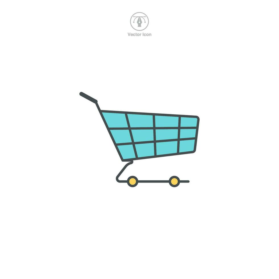 ein Vektor Illustration von ein Einkaufen Wagen Symbol, Darstellen Handel, Einzelhandel, oder online Einkaufen. perfekt zum E-Commerce Plattformen, kaufen, oder Auschecken Symbole