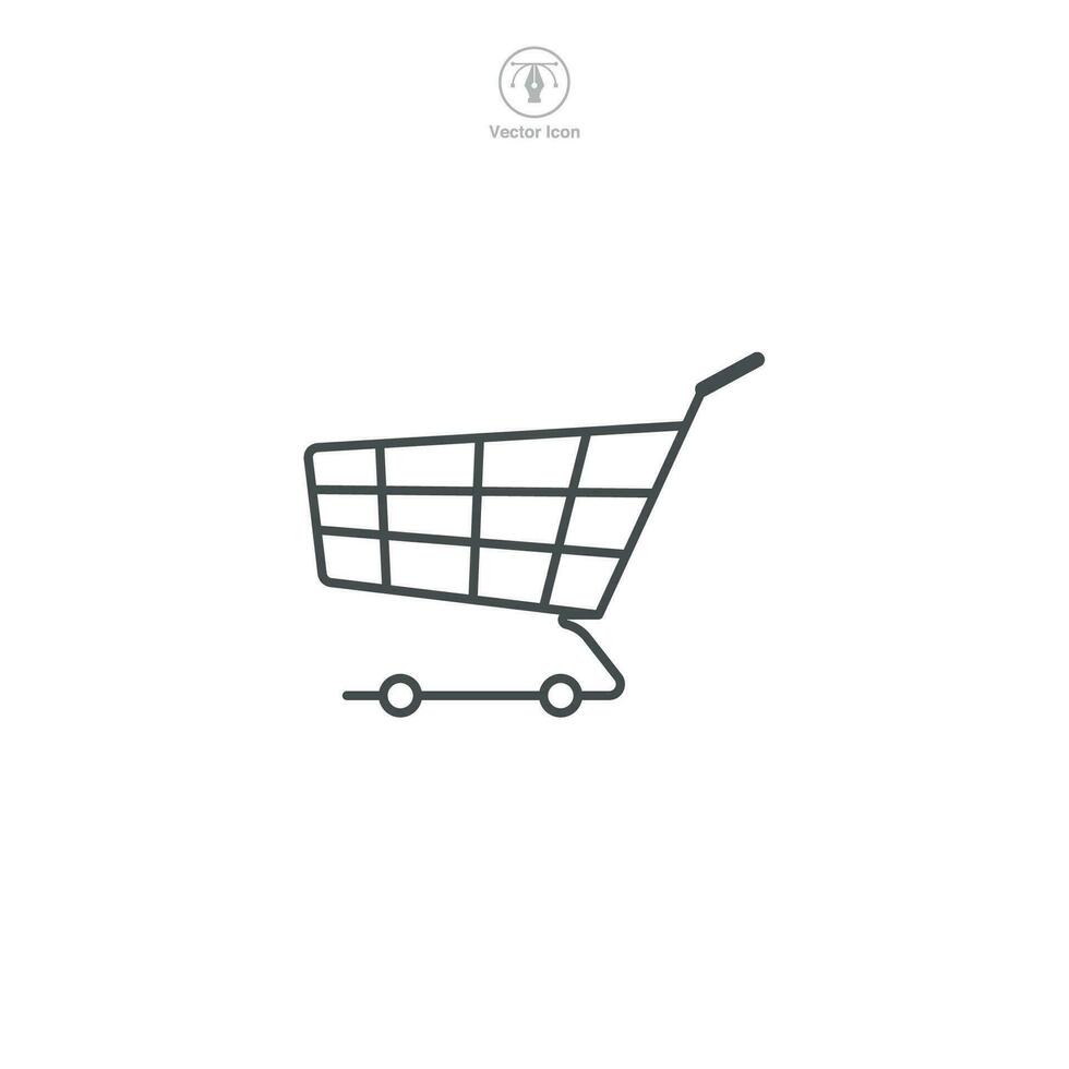en vektor illustration av en handla vagn ikon, representerar handel, detaljhandeln, eller uppkopplad handla. perfekt för e-handel plattformar, inköp, eller kolla upp symboler