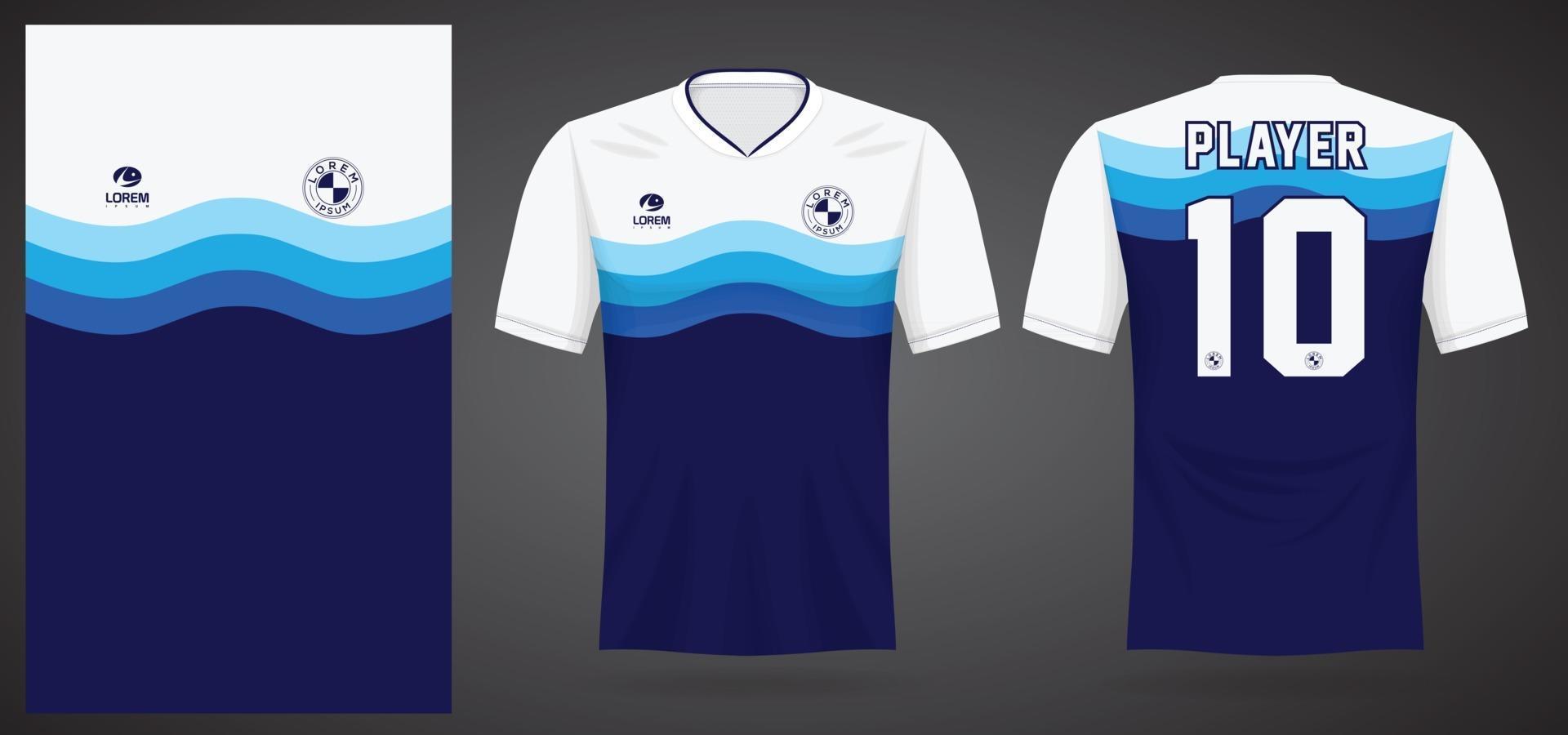 blå sport jersey mall för lag uniformer och fotboll t-shirt design vektor
