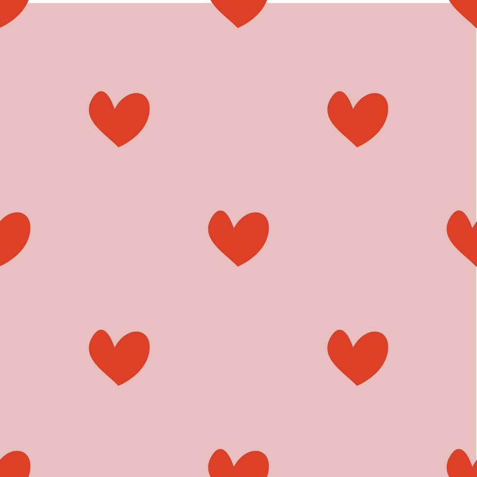 sömlös mönster med röd hjärtan på rosa bakgrund vektor