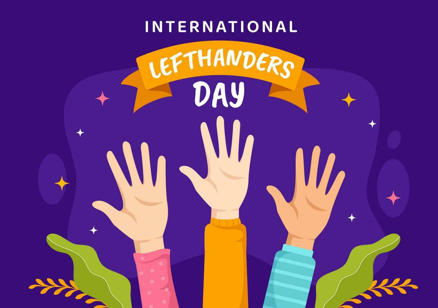 Lycklig lefthanders dag firande vektor illustration med höja medvetenhet av stolthet i varelse vänster räckte i platt tecknad serie hand dragen mallar
