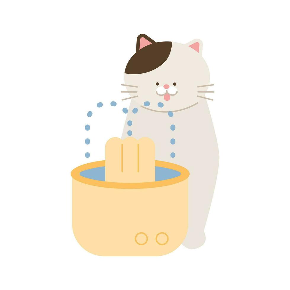Katze Lieferungen. Mini Wasser Luftreiniger zum Katzen. vektor