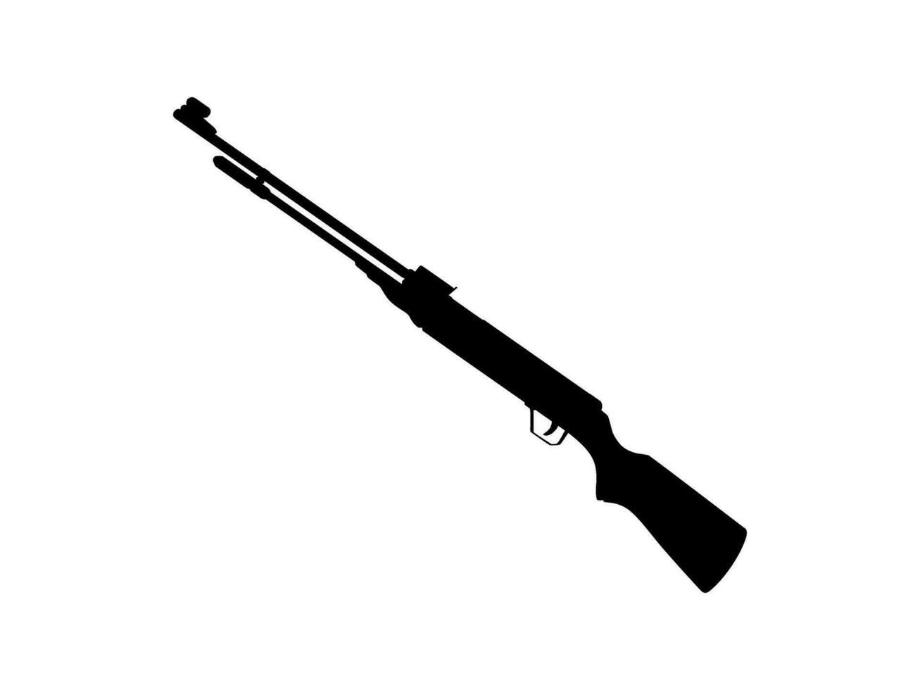 Waffe Silhouette, ein lange Gewehr ist ein Kategorie von Feuerarme mit lange Fässer, zum Piktogramm. Logo, Apps, Webseite, Kunst Illustration oder Grafik Design Element. Vektor Illustration