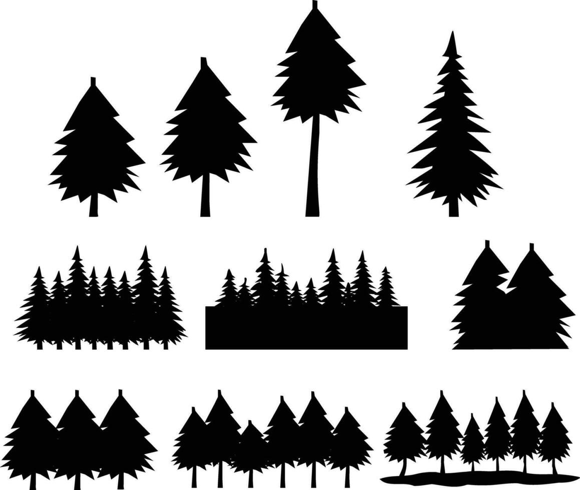 årgång träd ikon. skog tecken. träd logotyp. svart vintergröna trän symbol. platt stil. vektor