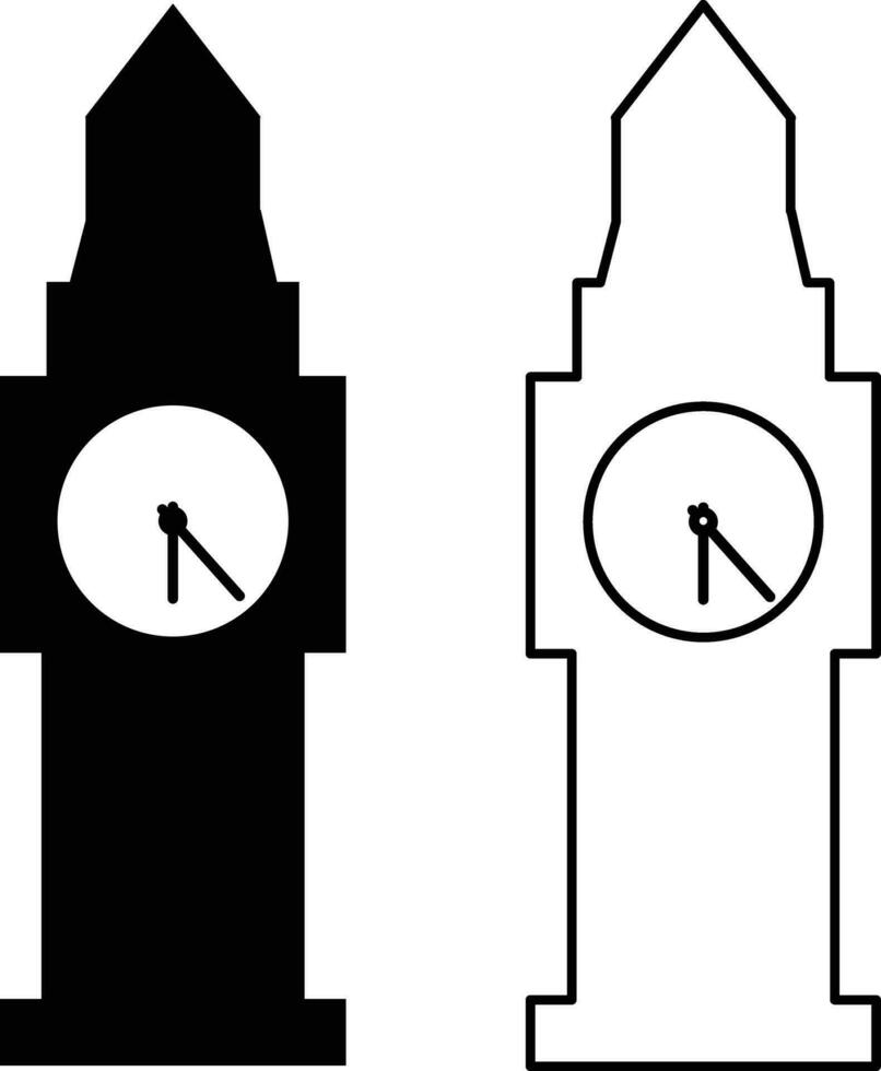 klocka torn ikon på vit bakgrund. stor ben torn tecken. platt stil. vektor