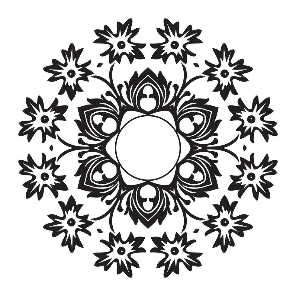 vuxen färg sida med blommor mandala mönster. svart och vit mandala klotter. blommig mandala. linje konst mandala vektor illustration på vit bakgrund. runda design element