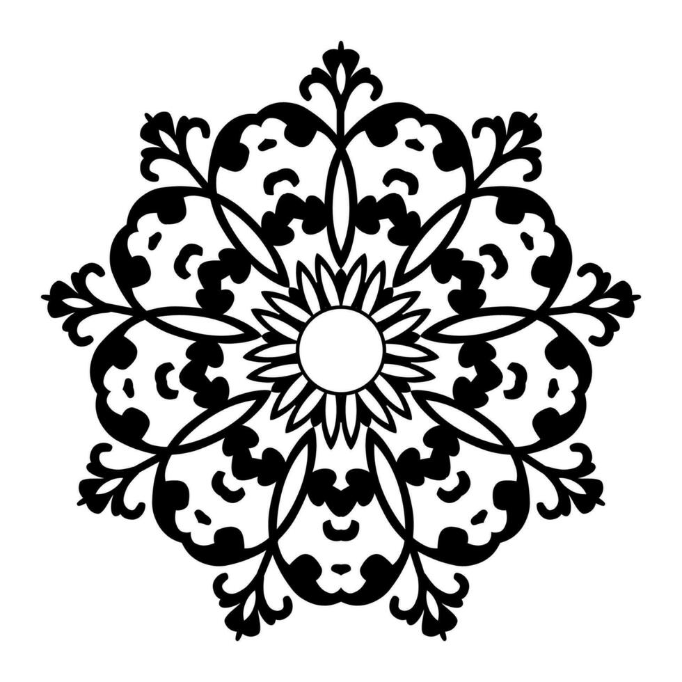 Mandala kreisförmig Muster im das bilden von ein Mandala zum Henna, mehndi, Tätowierungen, und Dekorationen. dekorativ Dekoration im ethnisch orientalisch Stil. Färbung Buch Seite vektor