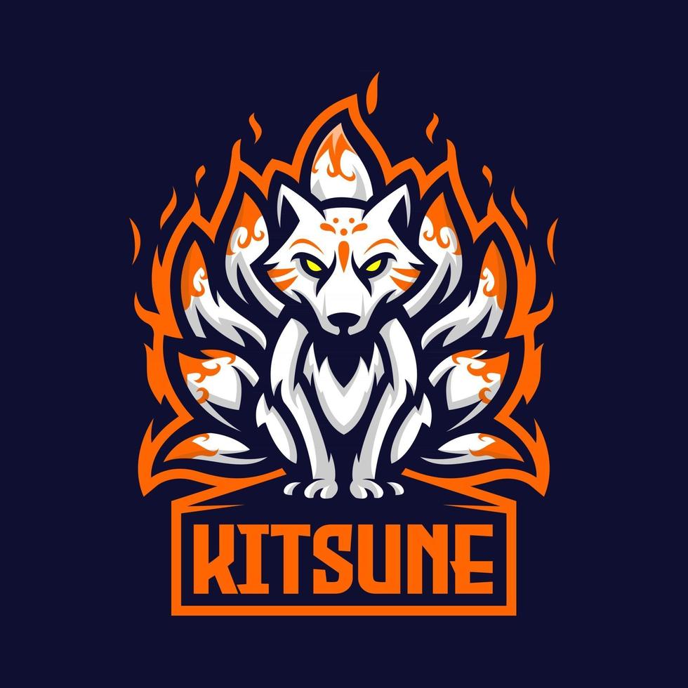 kitsune katt maskot illustration stil vektor