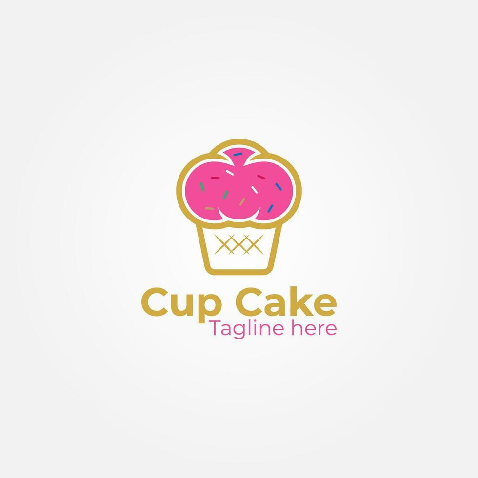 Tasse Kuchen Logo Vektor Design zum Essen und Bäckerei Geschäft