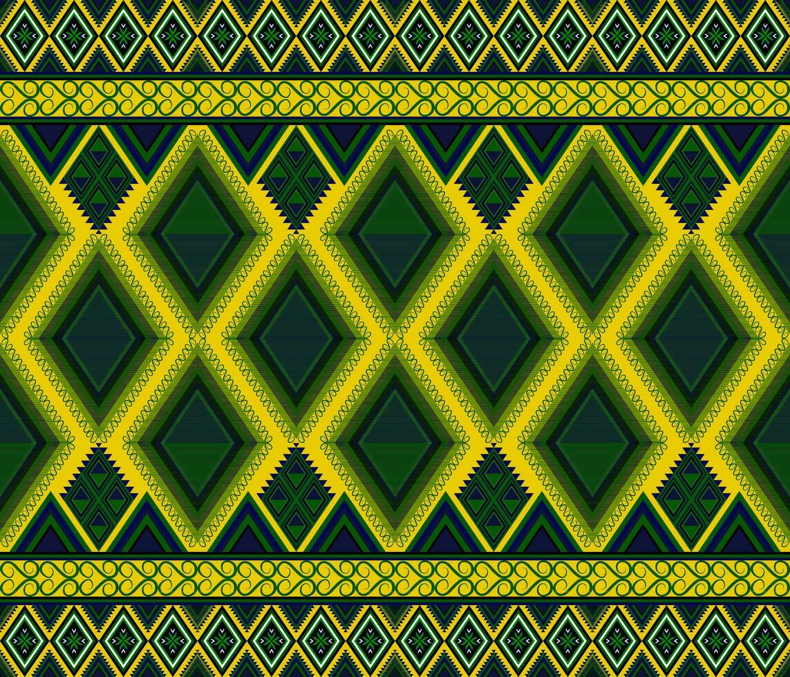 broderi indisk aztec etnisk mönster i gul och grön vektor
