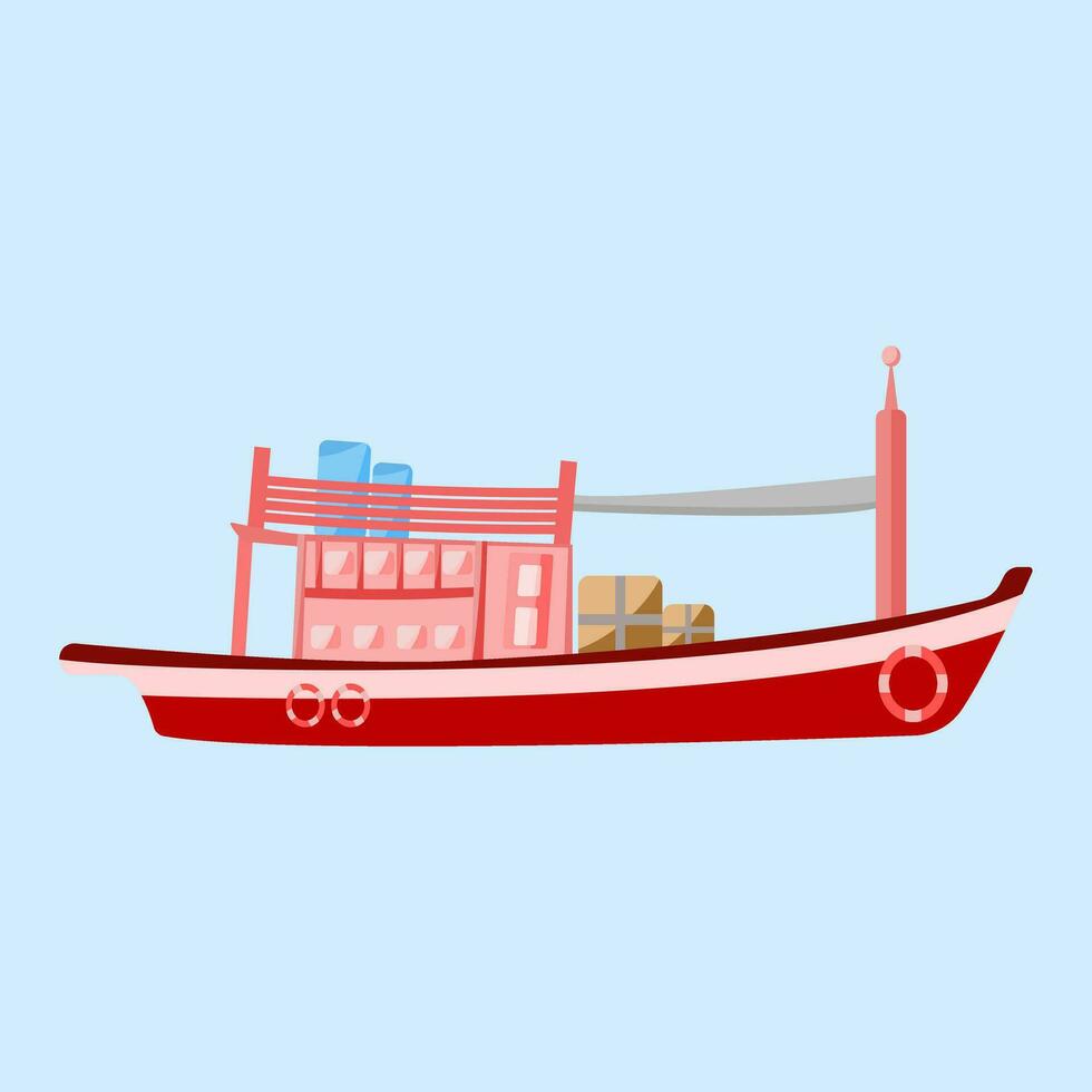 fiske båt, båt för fiskare, fiskare i platt vektor illustration design