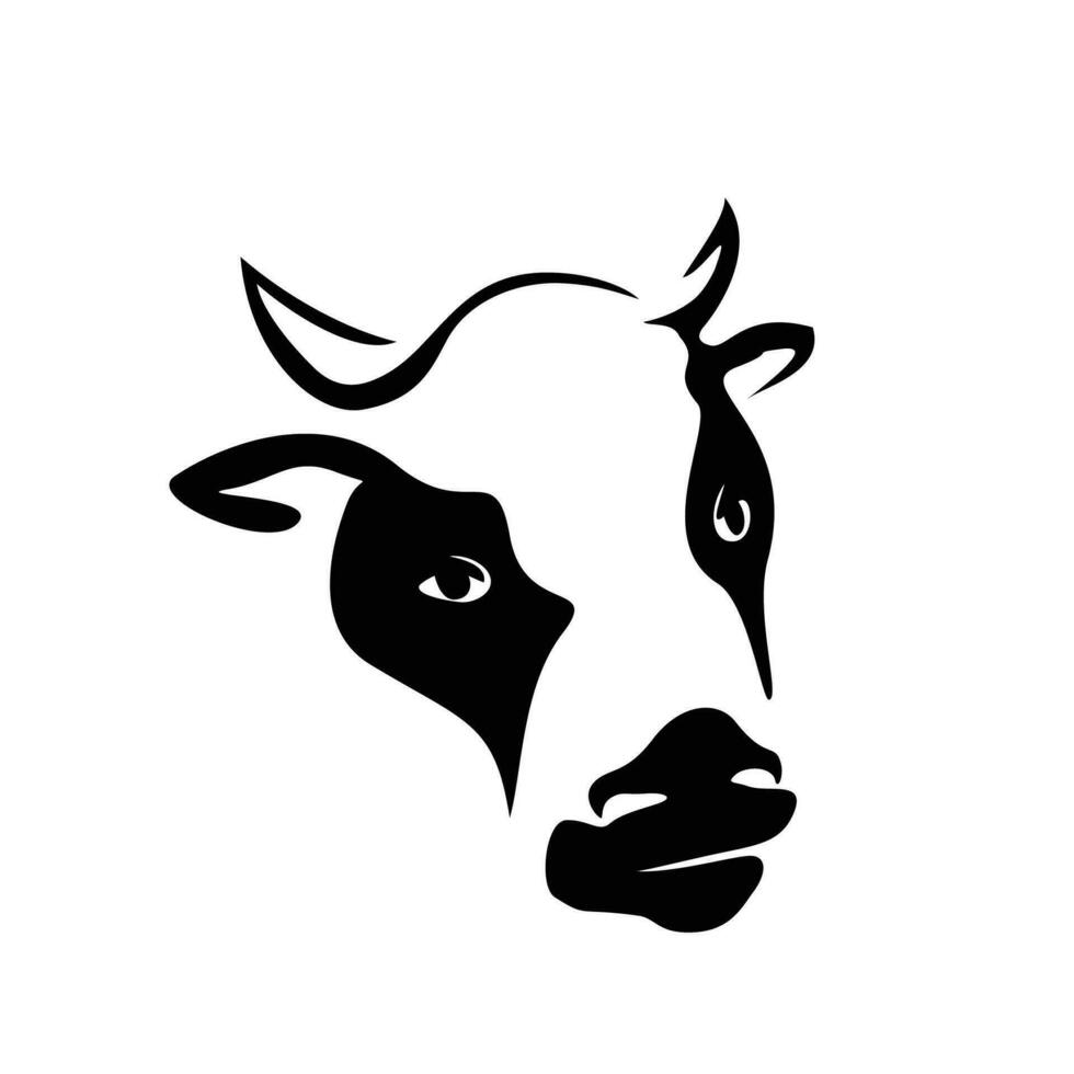 Milch Kuh Kopf Silhouette Design. Bauernhof Tier Zeichen und Symbol. vektor