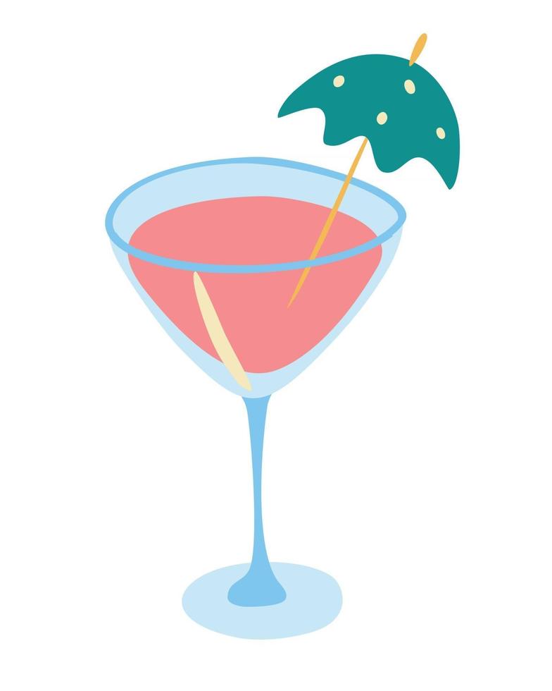 Cocktail mit tropischem Cocktail des Regenschirmsommers lokalisierte Vektorillustration flaches Design vektor