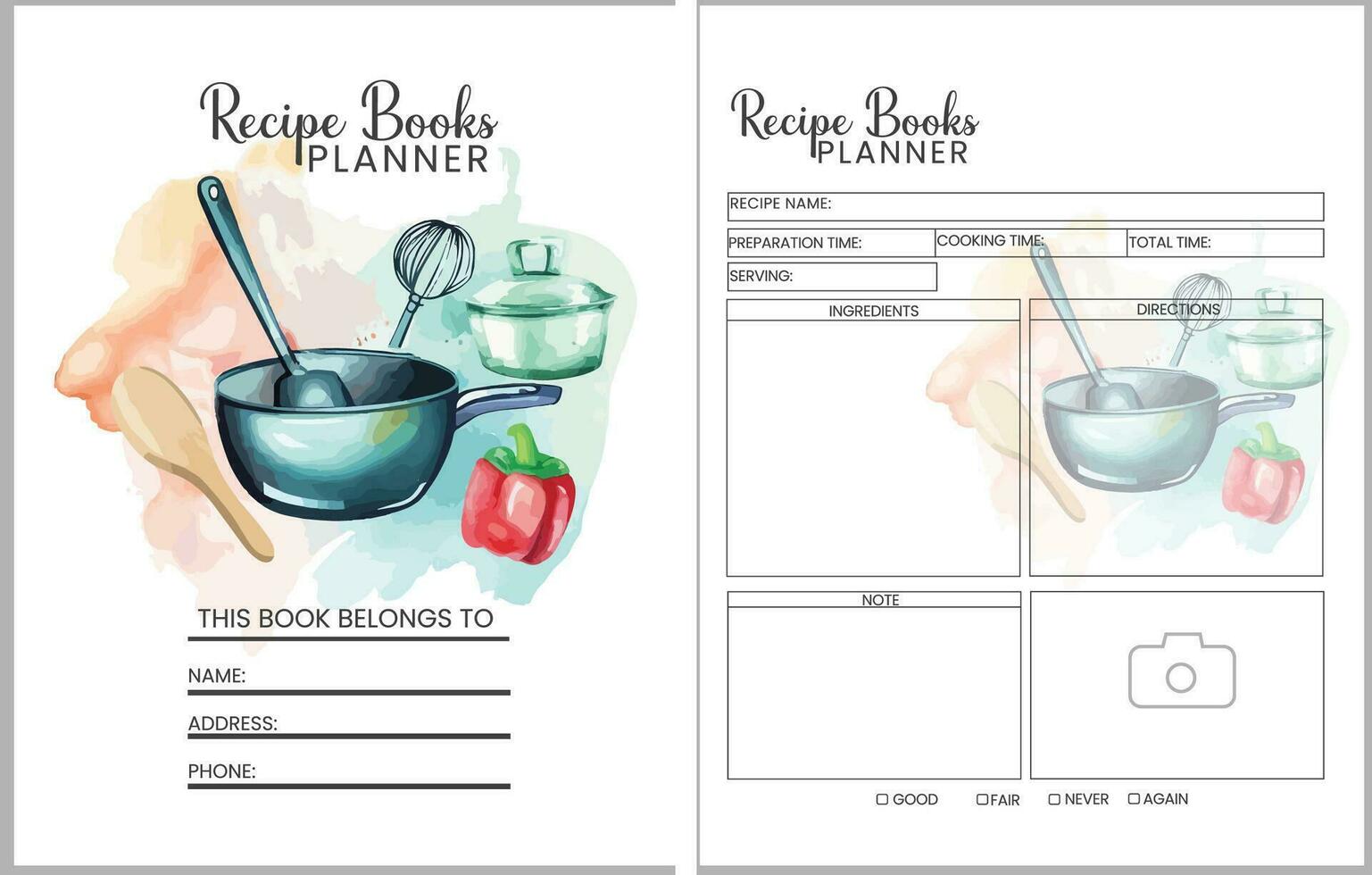 recept böcker planerare. matlagning tidning vektor
