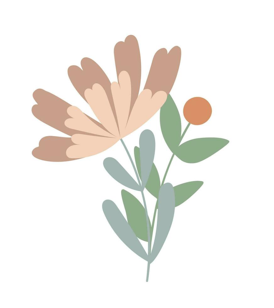 enkla blommor pastellfärgade blomsterarrangemang i platt stil vektorillustration, symbol för våren, mysigt hem, dekoration för påskhelgsfirande, clipart för kort, bohemisk vårdekoration vektor