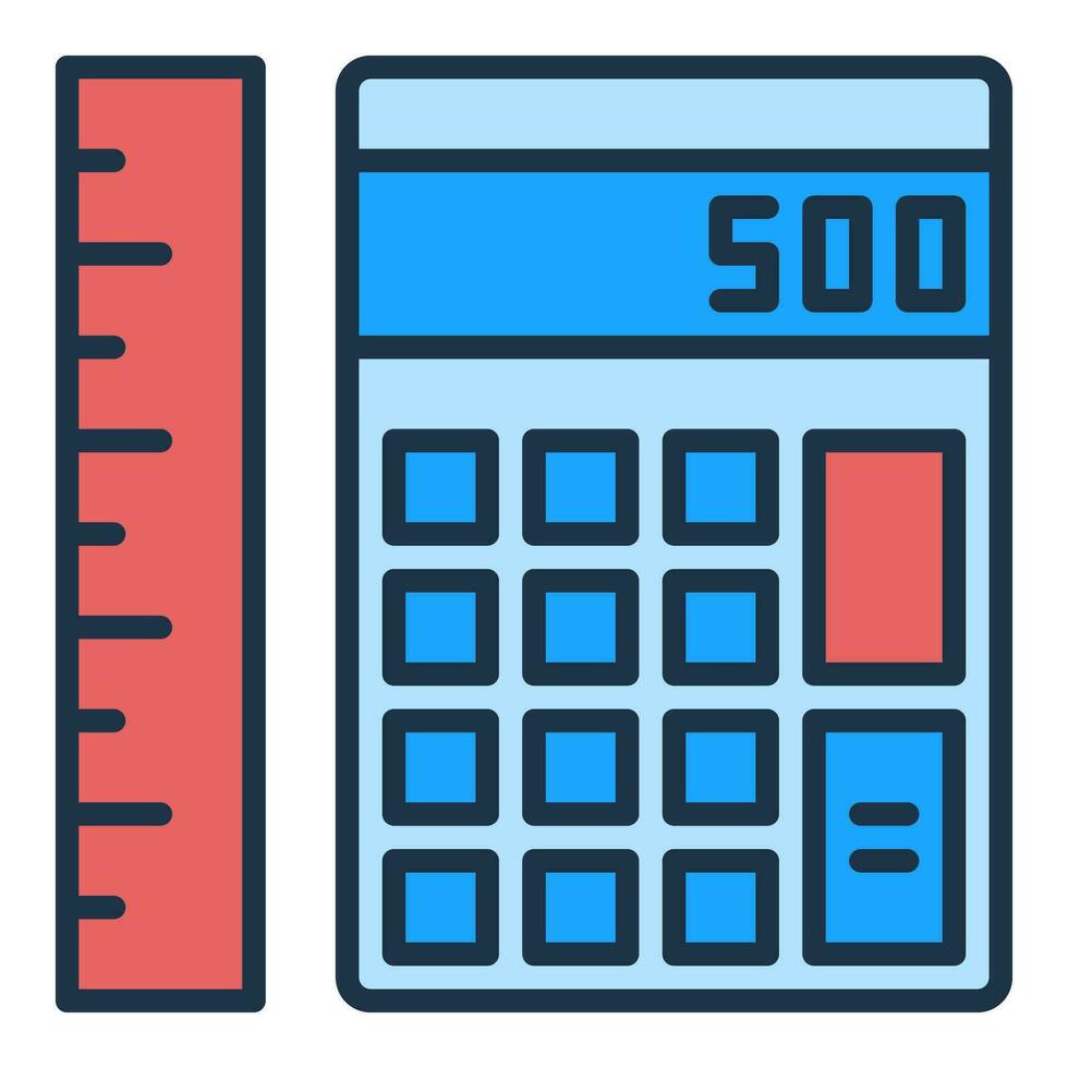 kalkylator med linjal vektor matematik begrepp färgad ikon eller symbol