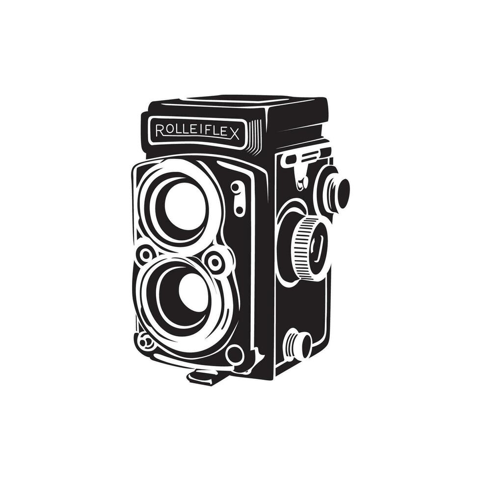 årgång kamera silhuett design. retro fotografi Utrustning, tecken och symbol. vektor