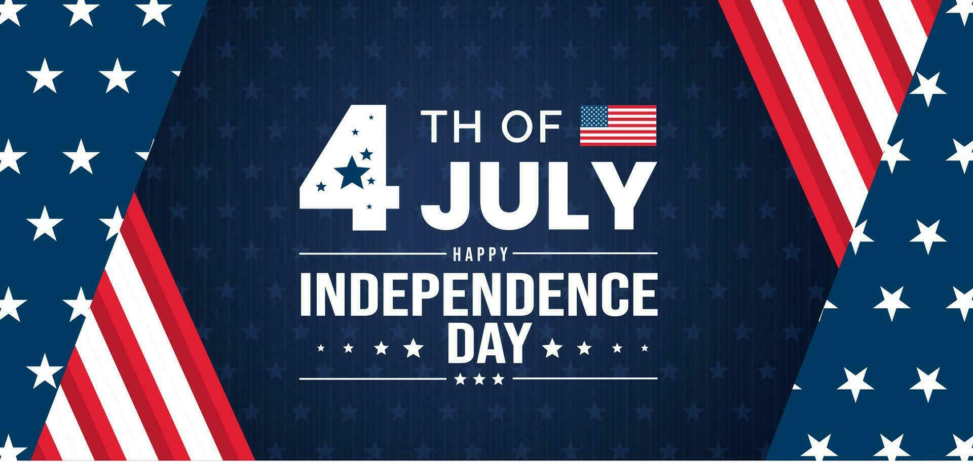 4:e av juli förenad stater oberoende dag firande befordran reklam bakgrund, affisch, kort eller baner mall med amerikan flagga och typografi. oberoende dag USA festlig dekoration. vektor