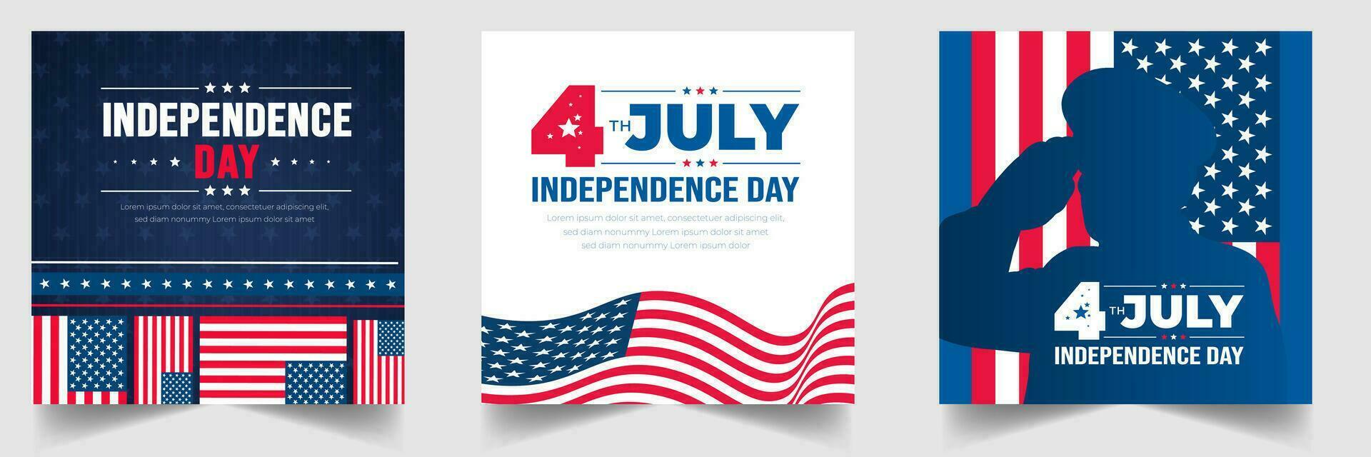 4:e av juli förenad stater oberoende dag firande befordran reklam social media posta baner, klistermärke, bakgrund, affisch, kort design uppsättning. oberoende dag USA festlig dekoration. USA flagga vektor