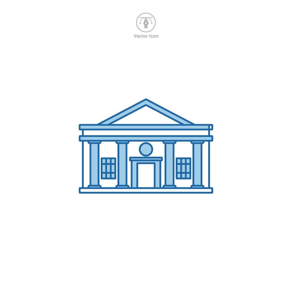 Bank Symbol Vektor zeigt ein stilisiert finanziell Institution, symbolisieren Finanzen, Banken, Investition, Ersparnisse, und Geld Transaktionen