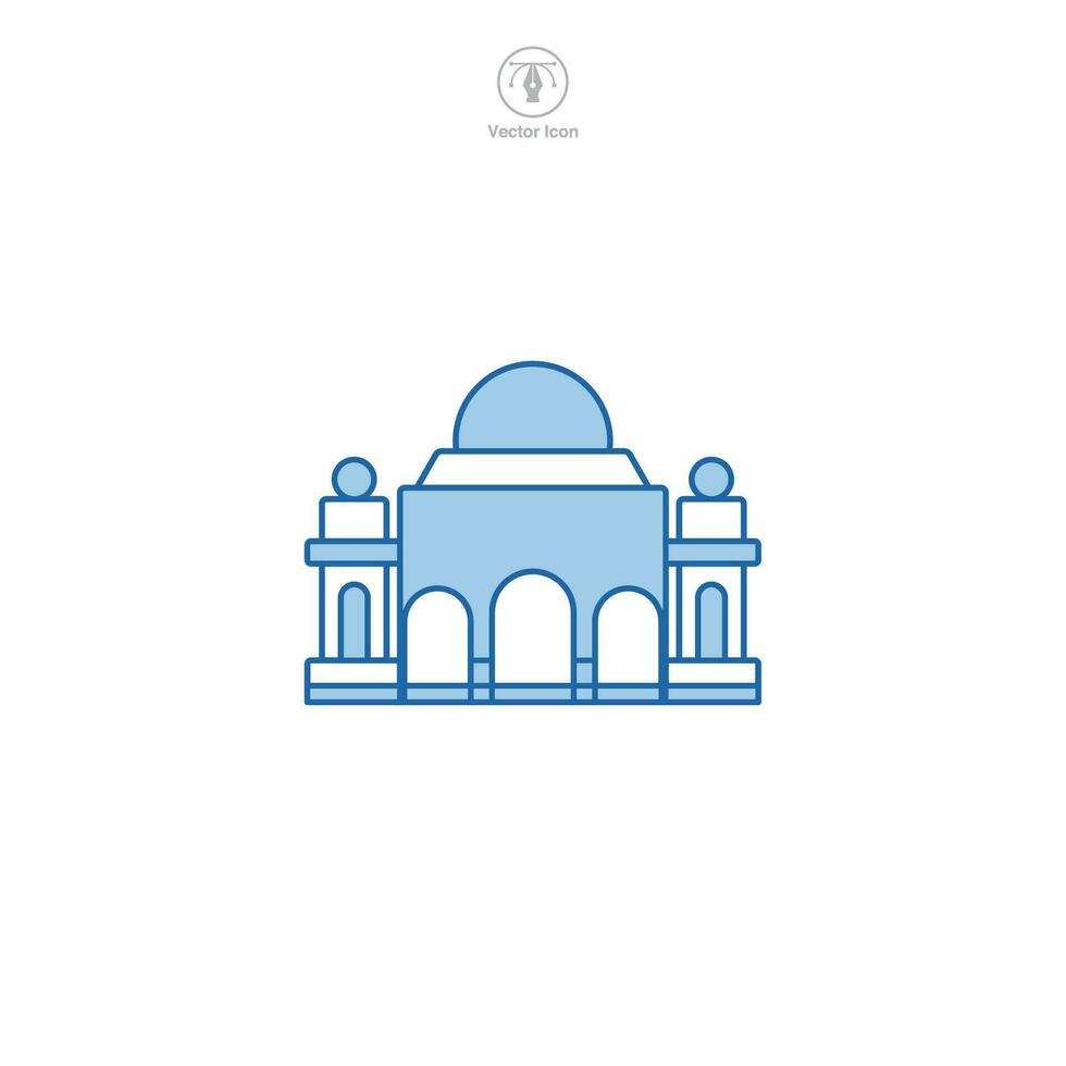 tempel ikon vektor illustrerar en stiliserade plats av dyrkan, betecknande religion, andlighet, bön, tro, och olika kulturell traditioner