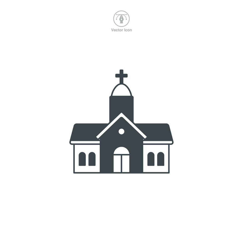 Kirche Symbol Vektor die Geschenke ein stilisiert Platz von Verehrung, symbolisieren Religion, Spiritualität, Glaube, Gebet, und Gemeinschaft Versammlung