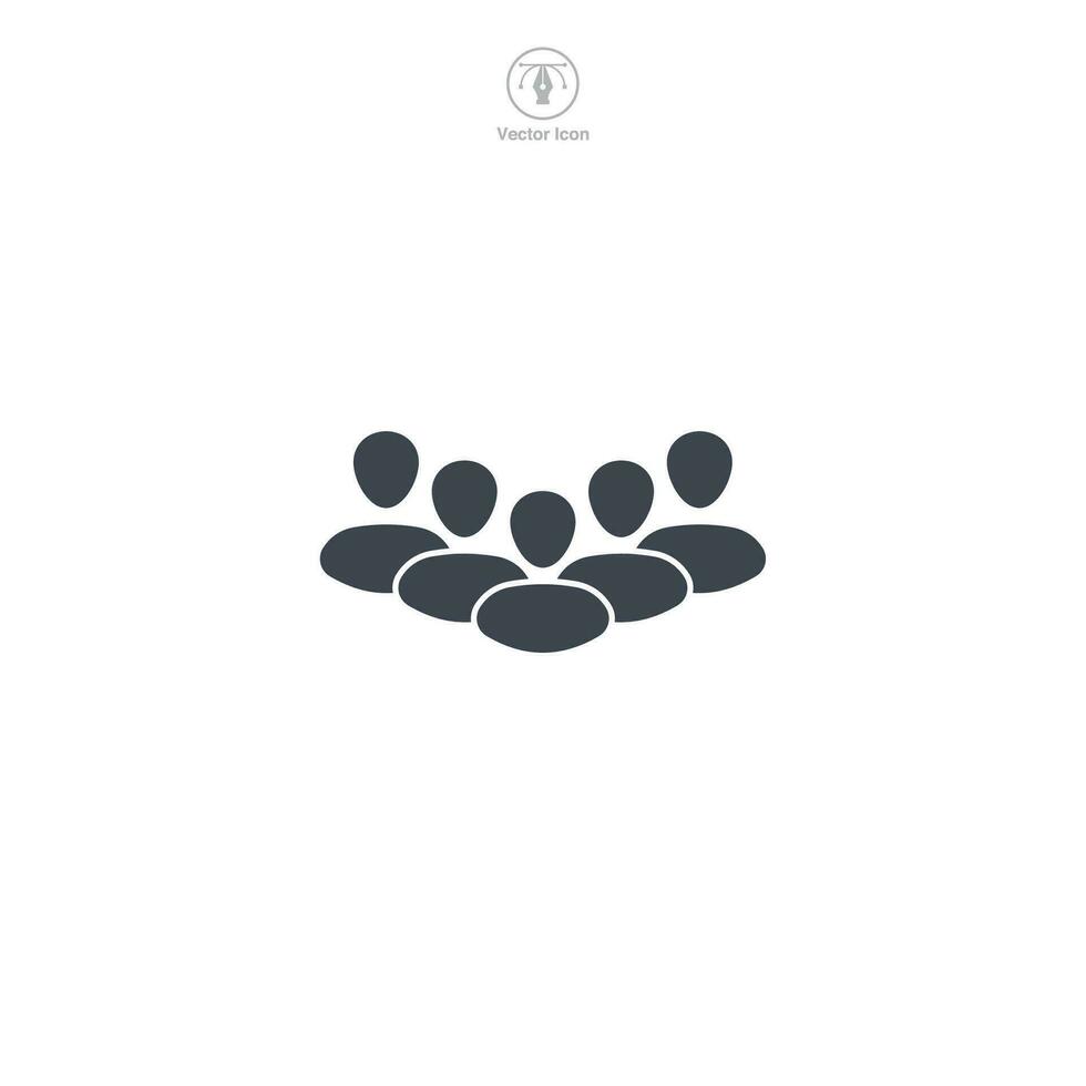 grupp av människor ikon. en sammanhängande och inklusive vektor illustration av en grupp av människor, symboliserar lagarbete, samarbete, och gemenskap.