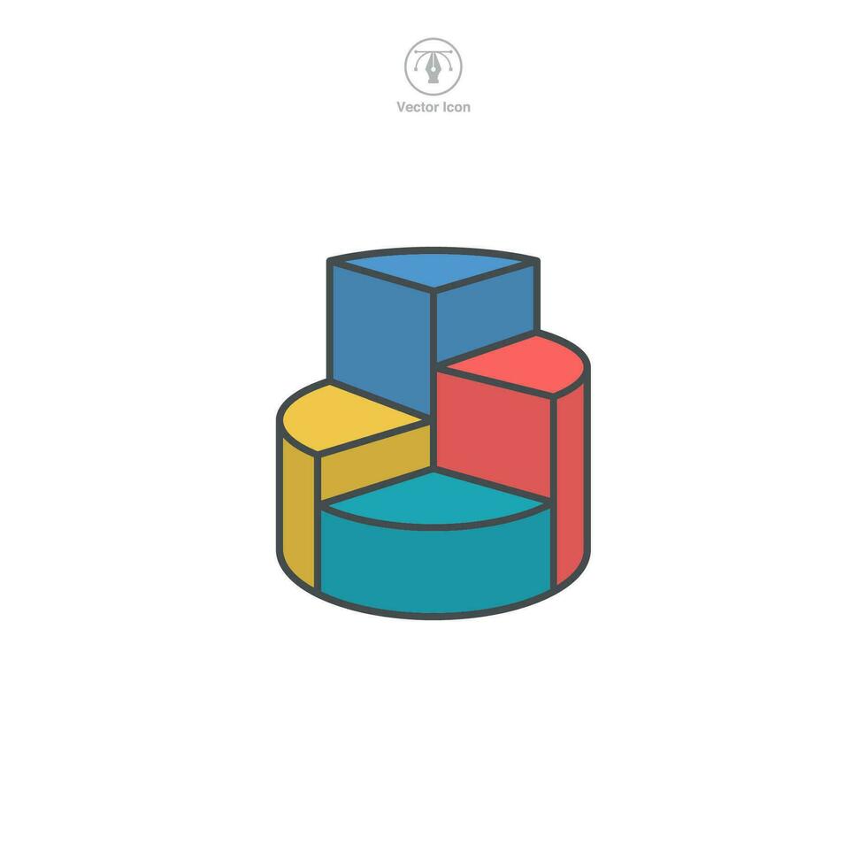 ein Vektor Illustration von ein Kuchen Diagramm Symbol, Darstellen Daten, Statistiken, oder Analyse. Ideal zum Anzeige Umfragen, Prozente, oder Geschäft Berichte