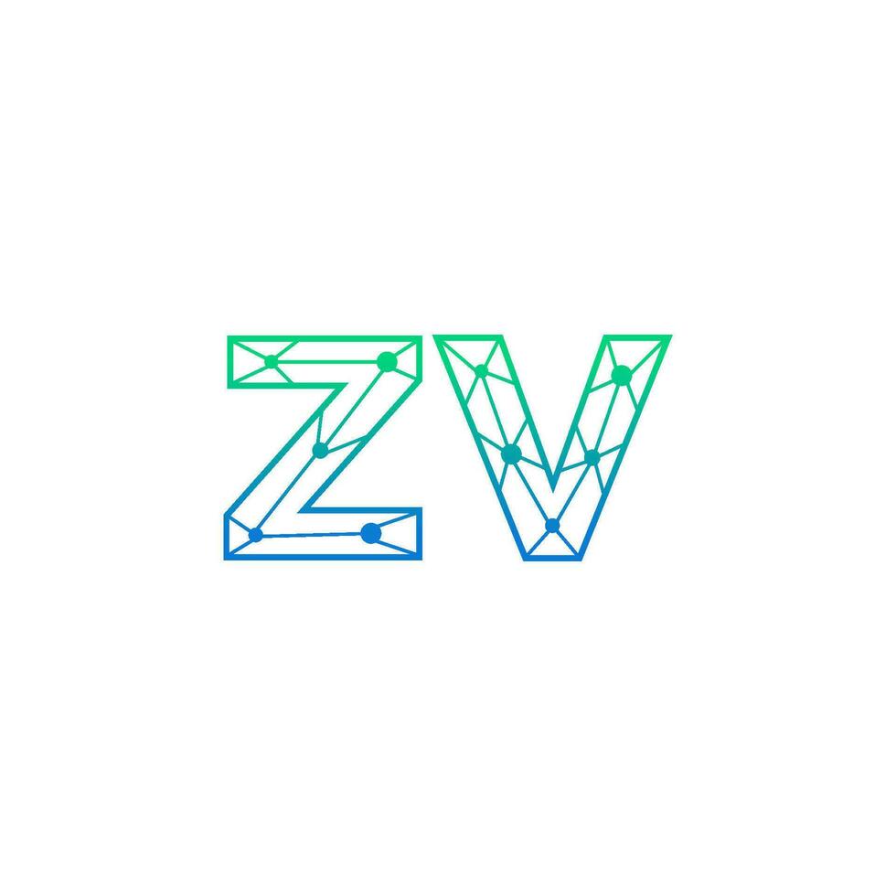 abstrakt Brief zv Logo Design mit Linie Punkt Verbindung zum Technologie und Digital Geschäft Unternehmen. vektor