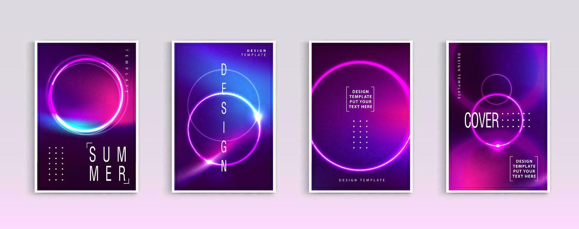 abstrakt neon omslag mall. cirkel form med neon stänk. abstrakt bakgrund med flytande lutning. tillämplig för baner design, omslag, inbjudan, fest flygblad. vektor design.