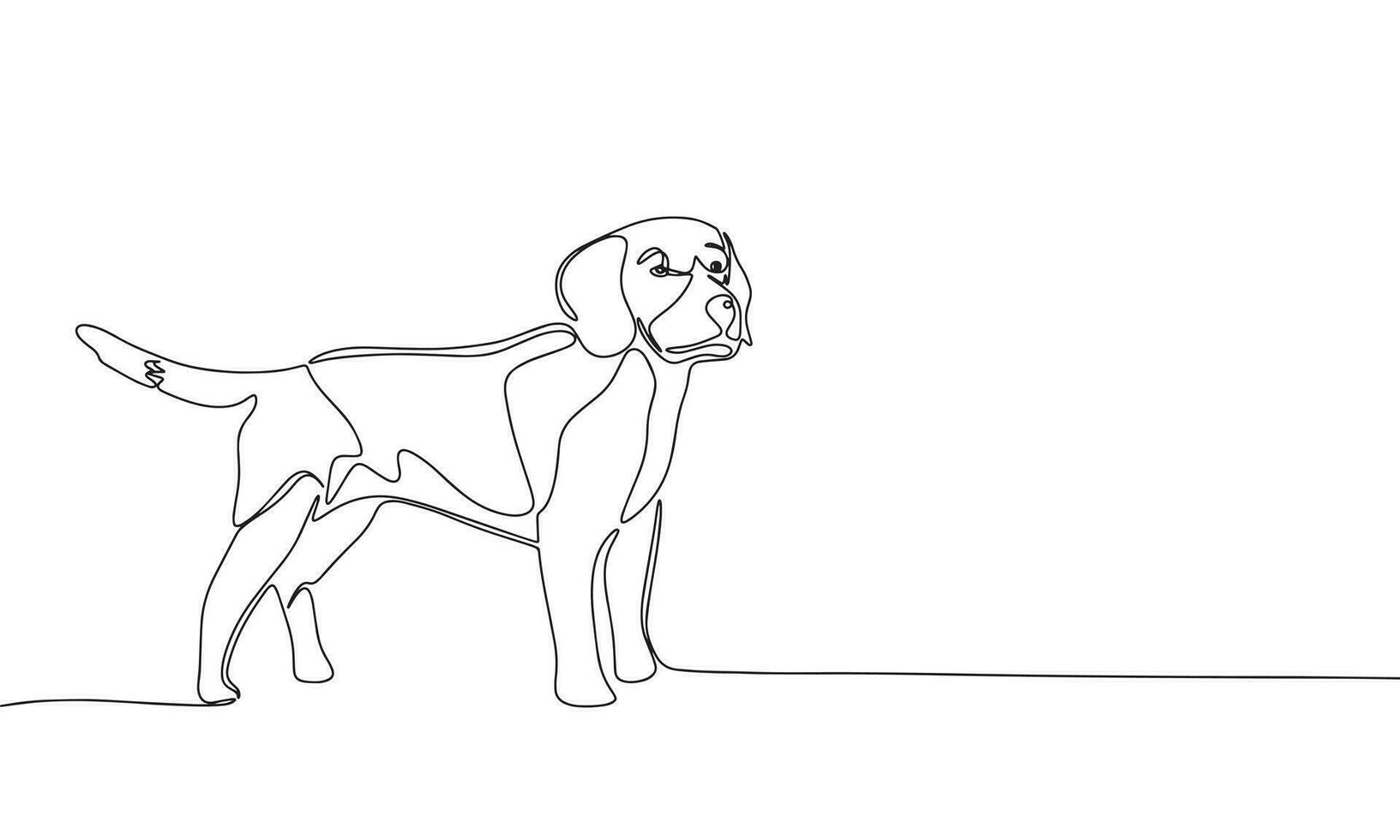 Beagle im kontinuierlich Linie Kunst Zeichnung Stil. Silhouette von Hund Beagle. schwarz linear skizzieren isoliert auf Weiß Hintergrund. Vektor Illustration