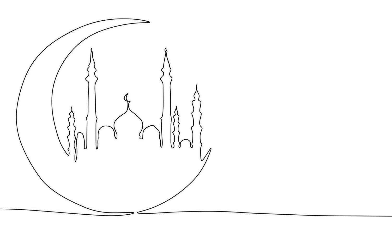 kontinuerlig ett linje teckning moskén. vektor illustration religion begrepp linje konst, översikt silhuett.