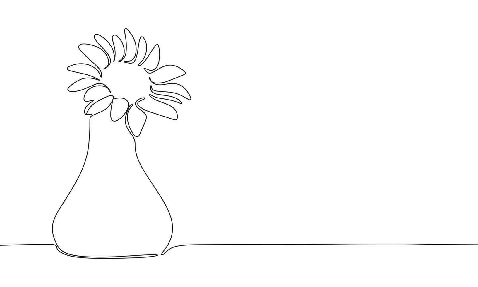 Blume im Vase, kontinuierlich Linie Zeichnung Kunst. abstrakt einfach Strauß. einer Linie kontinuierlich Gliederung isoliert Vektor Illustration.