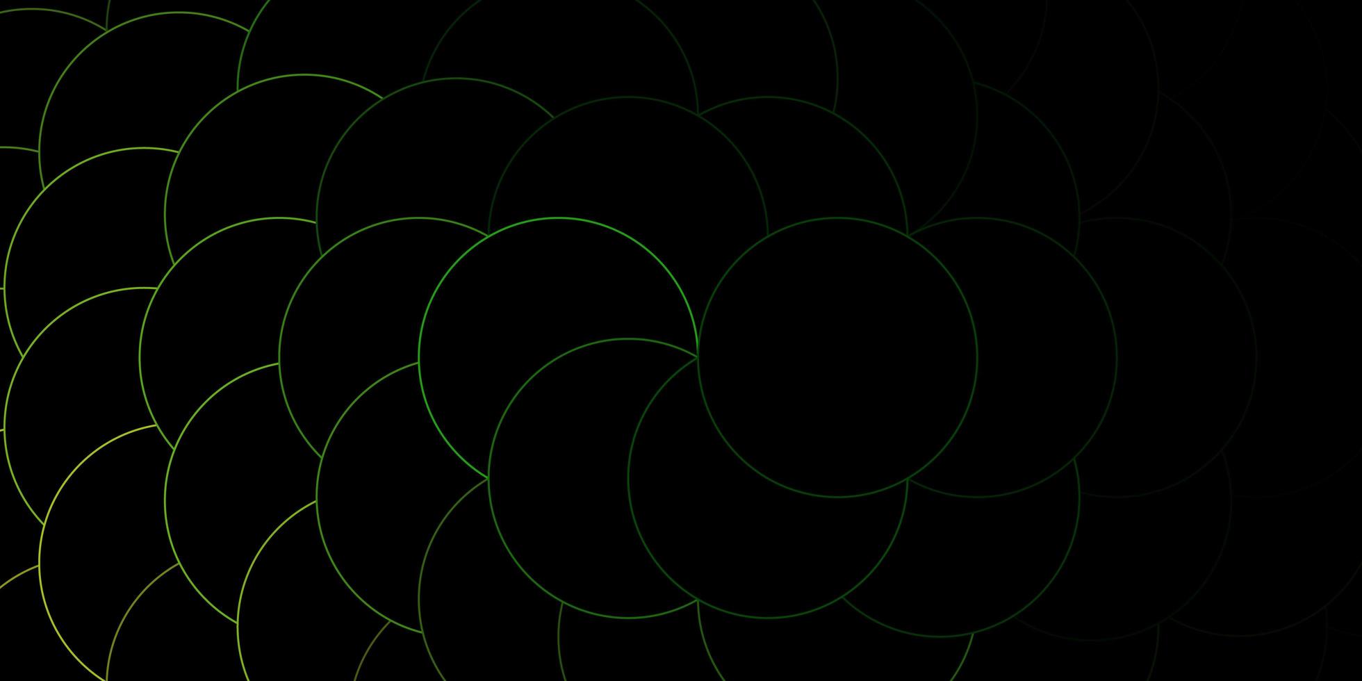dunkelgrüne gelbe Vektortextur mit Kreisen abstrakte bunte Scheiben auf einfachem Steigungshintergrundmuster für Landingpages vektor