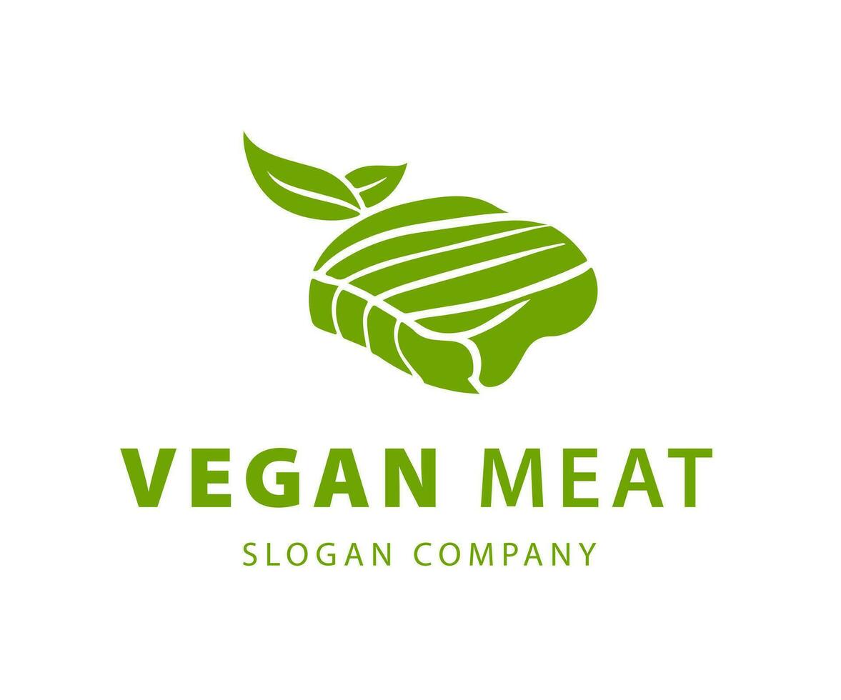Vegetarier Fleisch Prämie Logo. Pflanze basierend Fleisch Logo. vektor